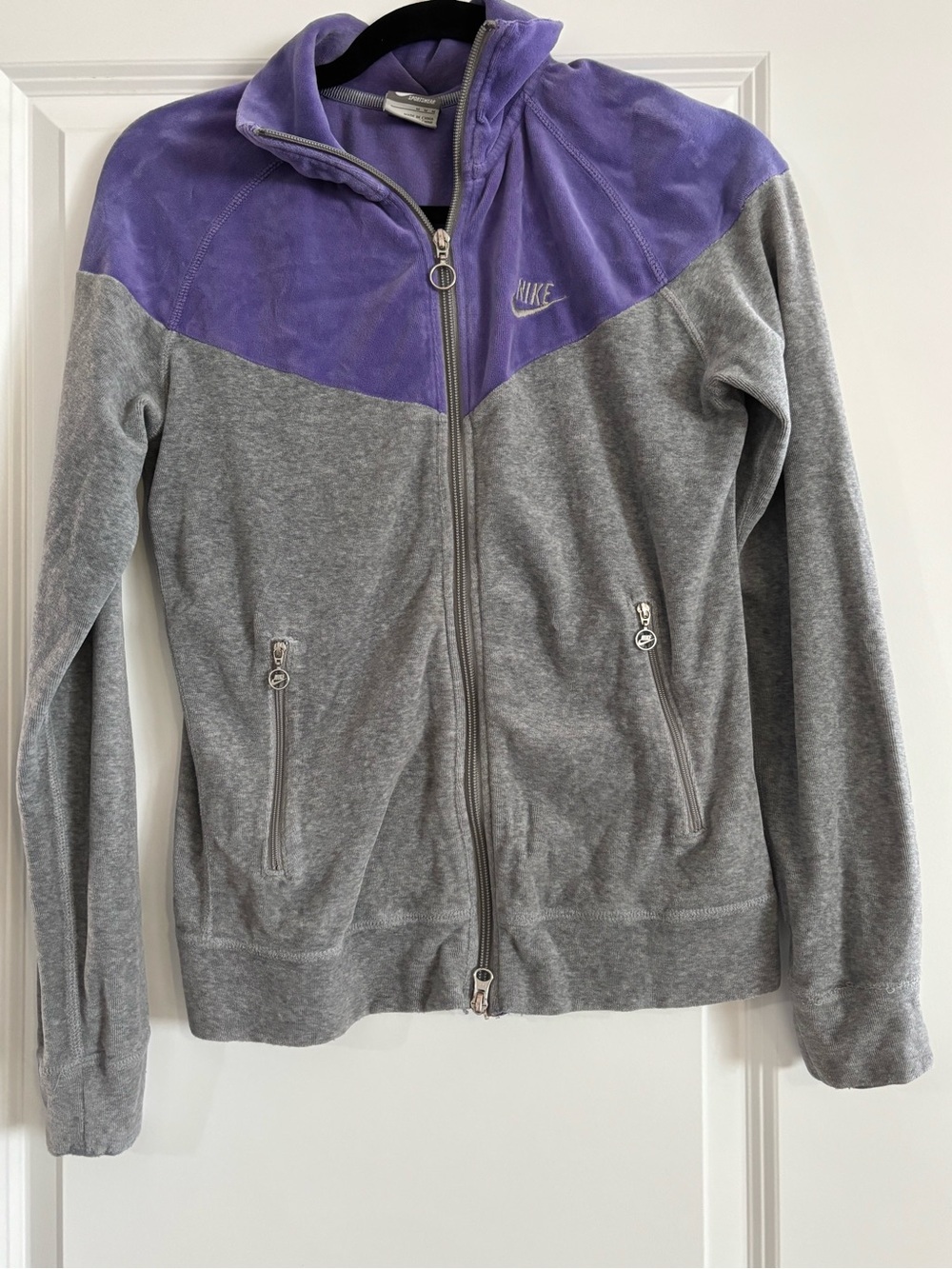 Vintage Nike colorblock velour Gray and Purple Full-Zip track suit Jacket